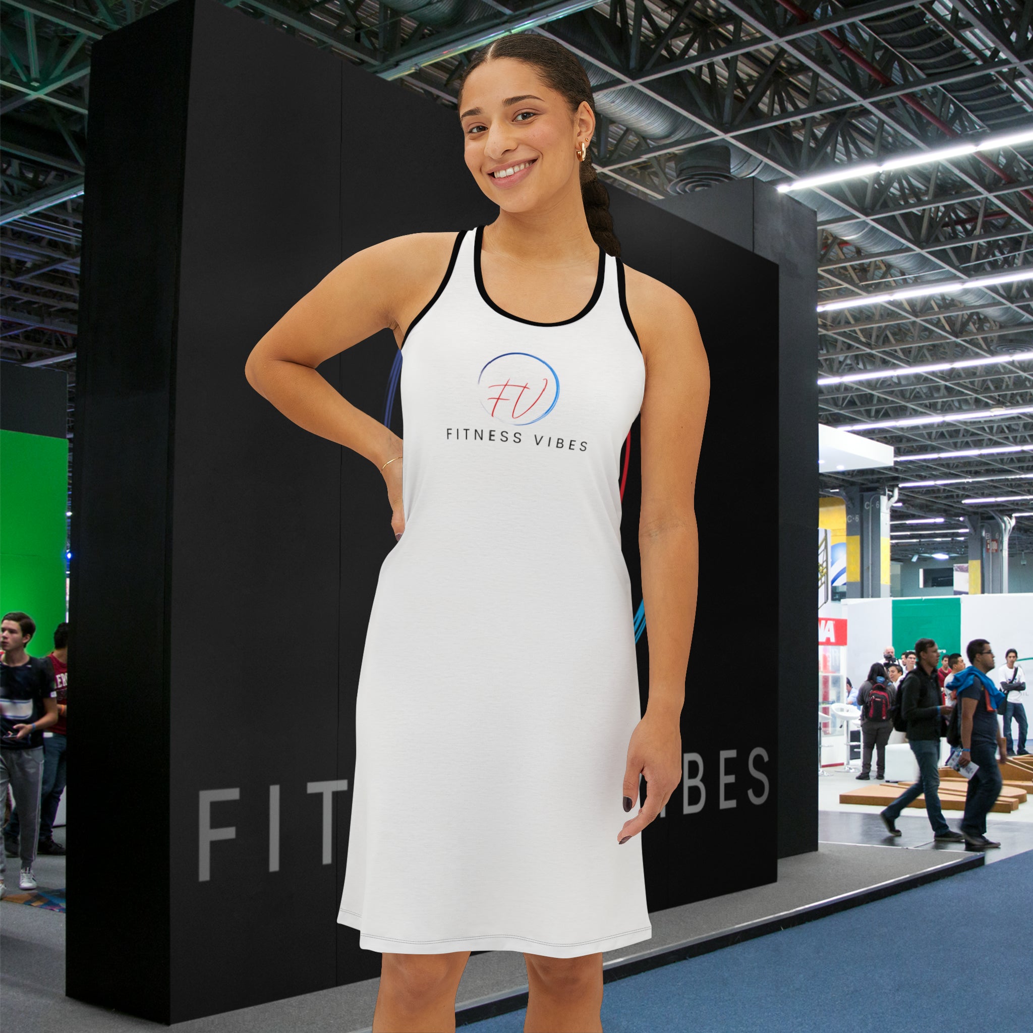 Fitness Vibes Women's Racerback Dress. Comfy with Stretch. Freedom of